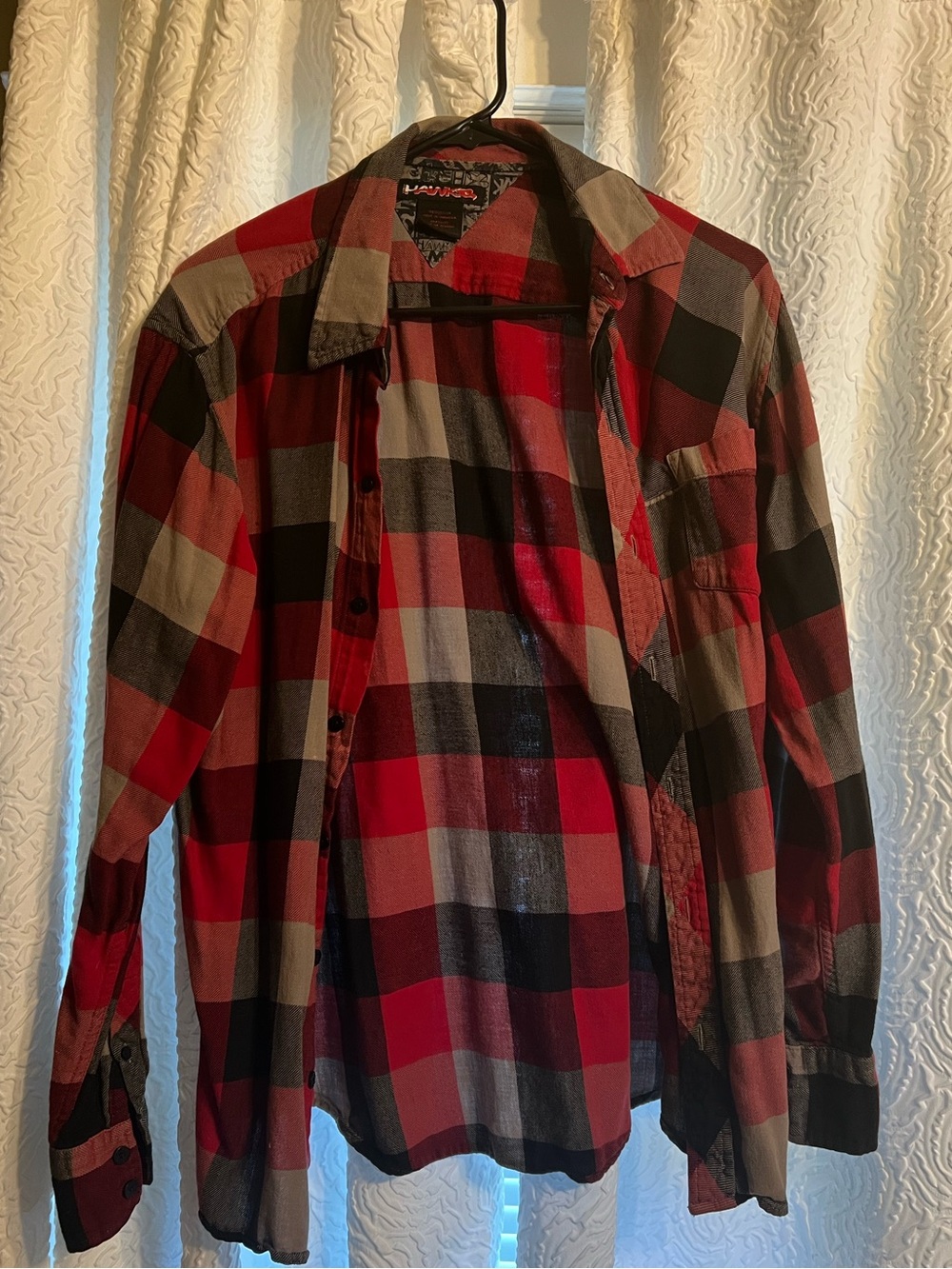 Tony Hawk Red and Black Plaid Button-Down Shirt